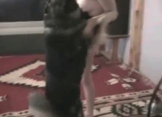 Lustful woman is fucking with her hound