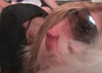 Dirty doggy is being presented with a blowjob